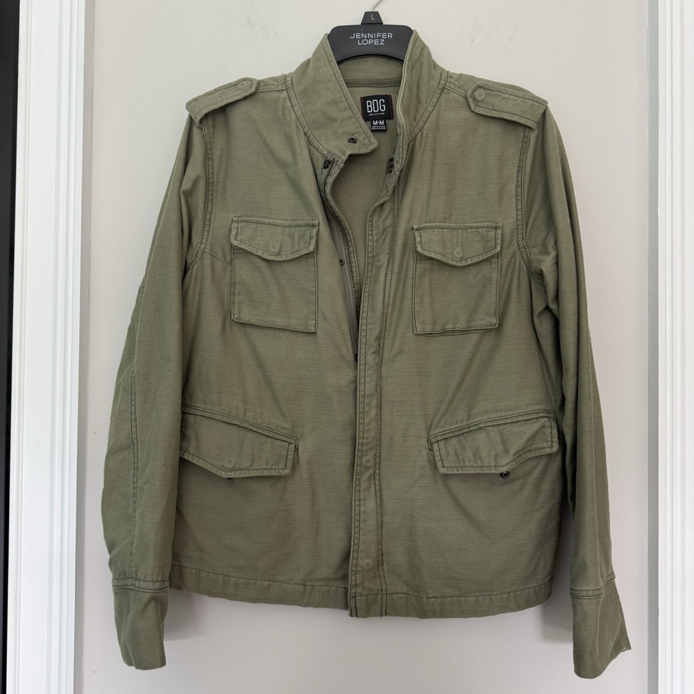 BDG Olive Military Jacket Sz M 100% Cotton Utility Grunge Casual Pockets